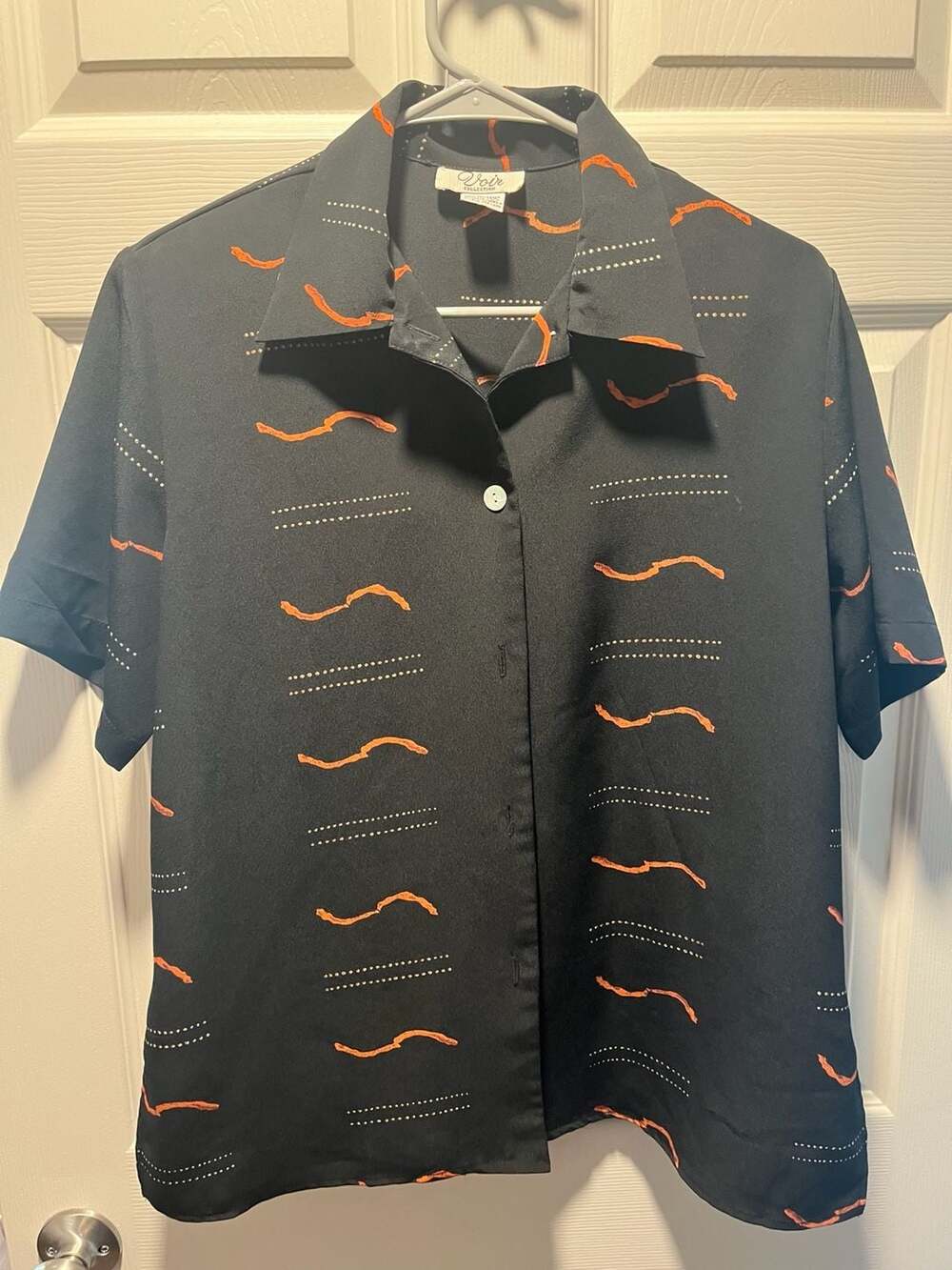 Voir Collection Vintage 100% Polyester Short Sleeve Atomic Print Blouse